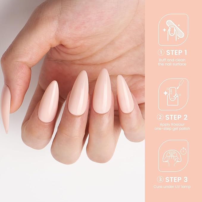 HEMA and TPO Free Nude Pink Gel Polish, 18 ML Nude One Step Gel Nail Polish 3-in-1, No Need Base and Top Coat Easy DIY Nail Art, Soak Off U V Gel Polish for Women Girl Nail Lovers