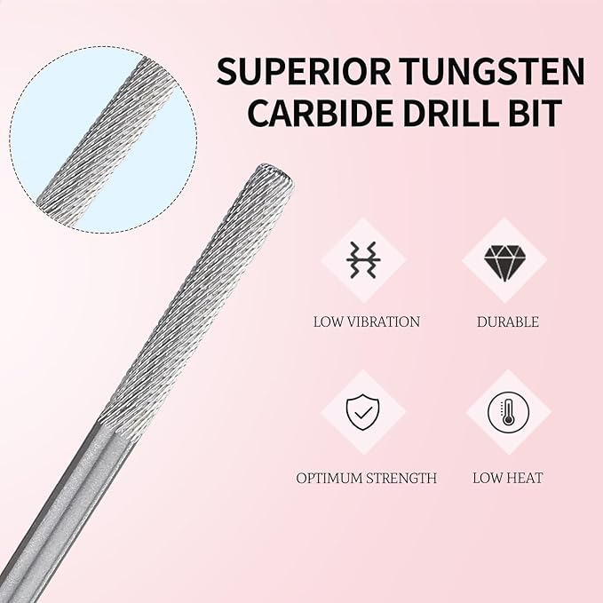 Nail Drill Bit Professional Safety Carbide Nature Nail Buffer Drill Bit 3/32” Cuticle Dead Skin Remover,Nail Prepare Bit Nail Bed File Manicure Two Way Rotate for Home Salon,3XF-Flat
