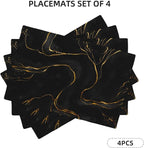 Fiokroo Golden Texture Marble Placemats Set of 4 Table Mats Table Tableware - Image 7