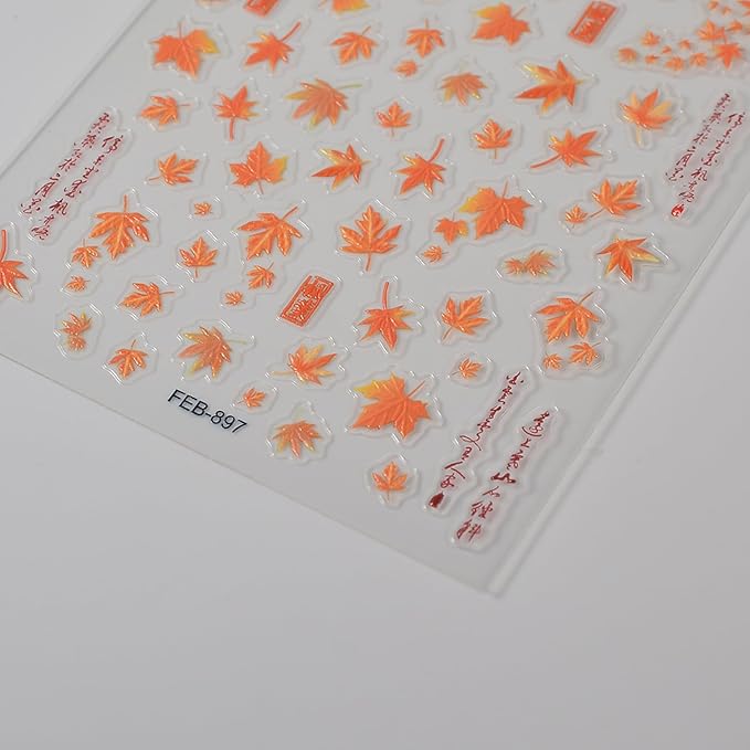 Fall Nail Stickers 5D Embossed Self-Adhesive Nail Decals Maple Leaf Nail Art Design Decals for - Thanksgiving Decoration DIY French Autumn DIY Manicure Supplies Accessories for Women