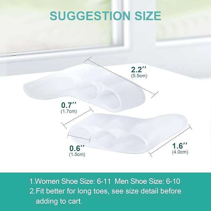 Welnove Gel Pinky Toe Separators - 8 Pack Pinky Toe Spacers, Bunion Cushions Pads for Women＆Men, Silicone Little Toe Protectors for Preventing Rubbing & Relieve Pressure(Clear)