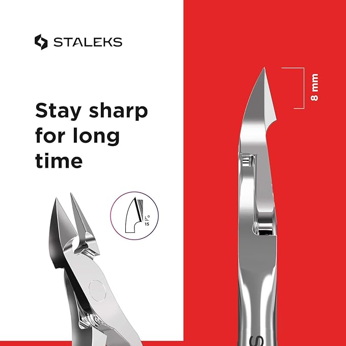 Staleks CLASSIC 10 Cuticle Nippers – 14 mm Blades – Stainless Steel – Comfortable Grip – For Home Manicure and Pedicure