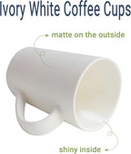 2 Pack 12 OZ Ceramic Coffee Cup Simple Pure White Ceramic Cup | Plain Large - Image 3