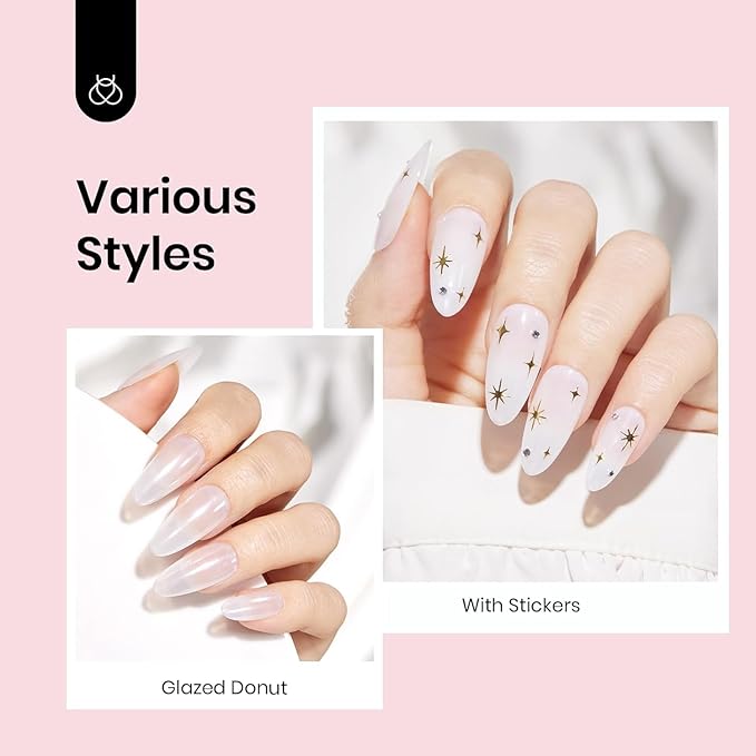 Beetles 2Pcs Milky White Jelly Gel Nail Polish 15ml Neutral Gel Polish Set Translucent Nail Concealer Soak Off UV LED Nail Lamp Jelly Sheer Gel Polish Nail Art Gel Gift for Women