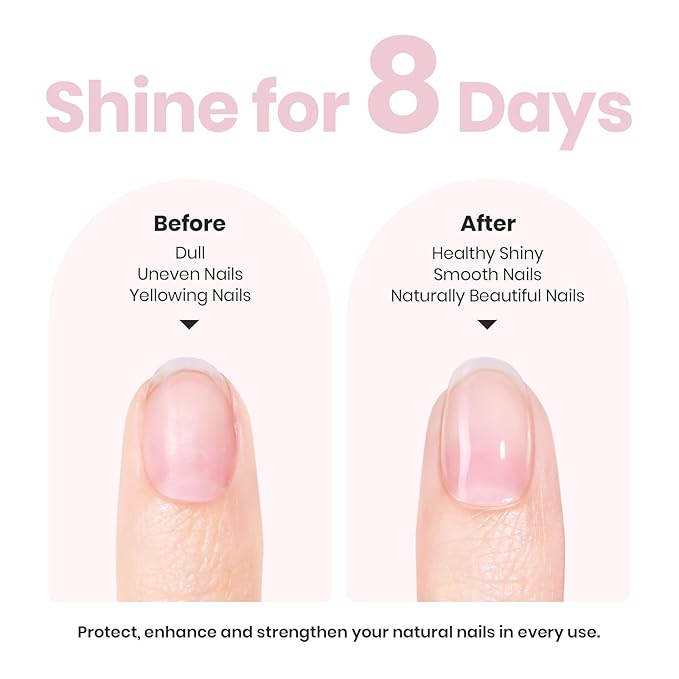 Beetles Nail Strengthener - Pink Shine Nail Concealer Air Fast Dry Natural Nail Hardener and Growth Treatment for Thin Damaged Nails Imperfection Masking 15ML Gifts for Women
