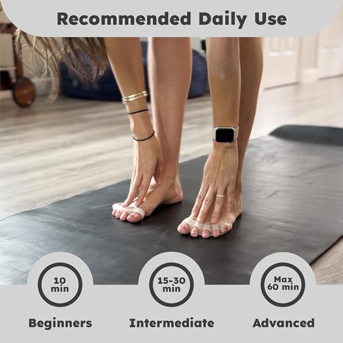 Natural Toe Spacers & Separators, Fast Pain Relief from Hammertoe & Bunions | Food Grade Silicone Toe Stretchers Used for Walking, Running & Yoga Practice | Large