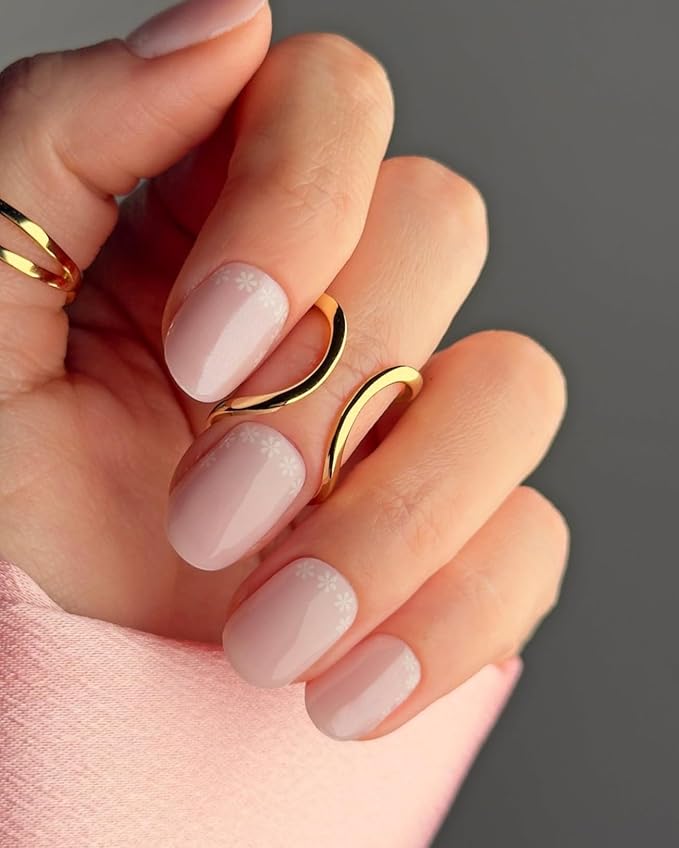 NOVA, Female Founded, Semi Cured Gel Nail Strips (Dear Daisy) - The 10 Minute Manicure. Salon-Quality, Works w/Any Lamp, Easy to Apply - Incl. Nail File & Stick (Dear Daisy)