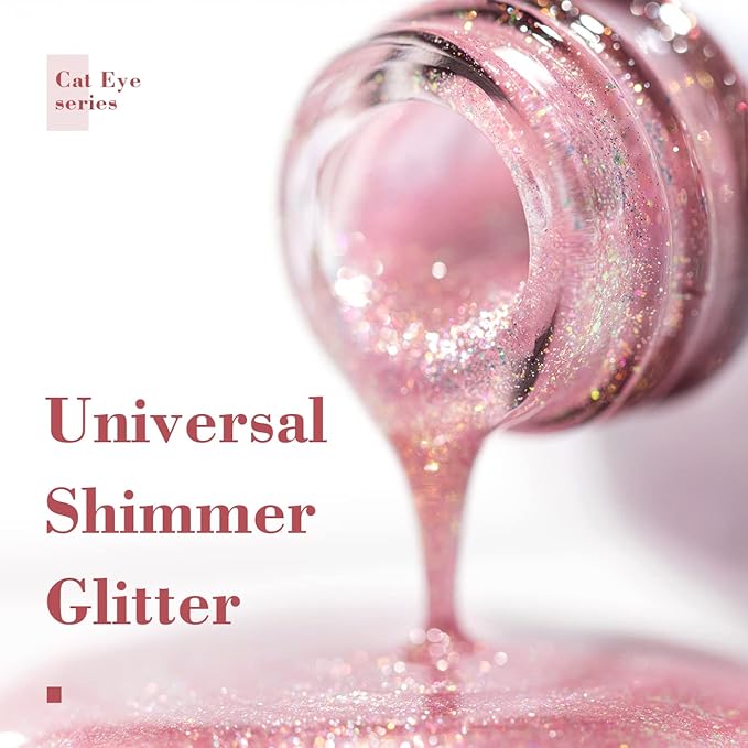 RARJSM Aurora Cat Eye Gel Nail Polish Velvet Silver Glitter Champagne Pink Galaxy Star Cloud Ice Gel Polish with Magnet Stick Single Bottle 15ml UV LED Curing Requires Soak Off Home Salon