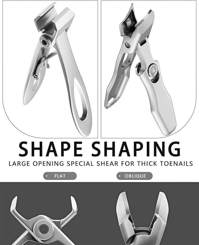 Nail Clipper Set,Straight Blade Nail Clippers for Thick Toenails, Professional Stainless Steel Fingernail Toenail Clippers for Men