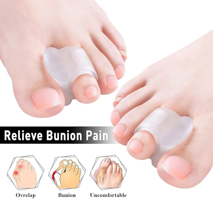 Welnove - 10 Pack Toe Separators Gel Toe Spacers Bunion Corrector（1st/2nd Toe) and Spreader for Bunions, Overlapping Toes and Drift Pain Relief Pads - Clear