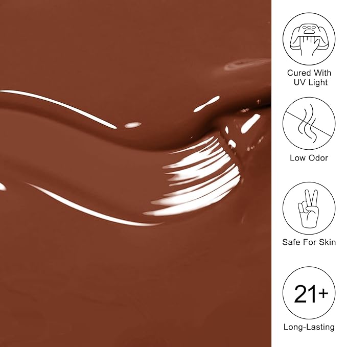 Imtiti Brown Gel Nail Polish, Mocha Brown Gel Polish Autumn Winter Soak Off UV LED High Gloss Art Manicure Salon DIY Design 10ML