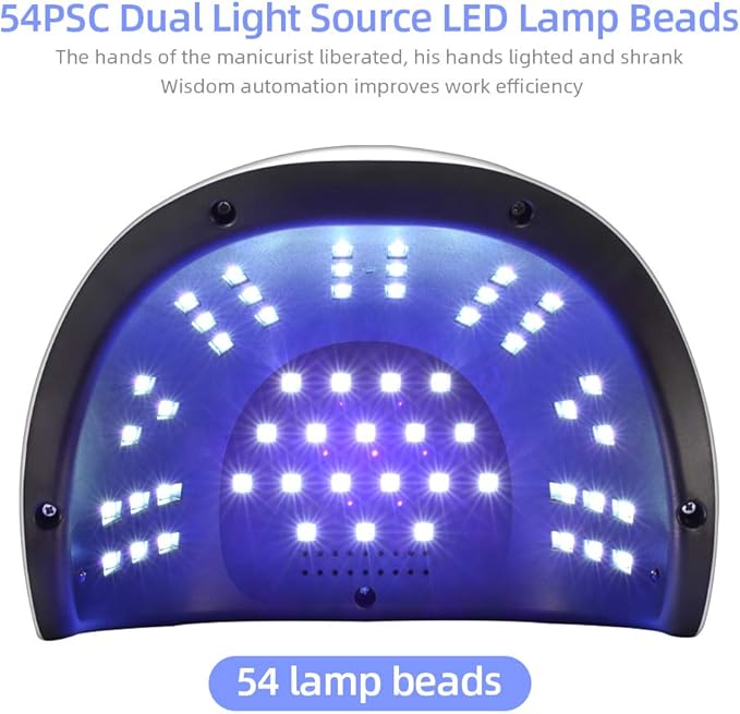 JODSONE 120W U V LED Nail Lamp for Two Hand, Led Light for Gel with 54 Pcs Light Bead, Quick Curing Gel Polish, Nail Dryer Suitable Salon and Home Use, Black