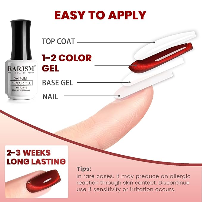 RARJSM Cat Eye Gel Nail Polish Diamond Dark Black Wine Red Cateye Velvet Glitter Gel Polish 15ml Single Bottle with Magnet Stick UV LED Curing Requires Soak Off for Home Salon Christmas Manicure