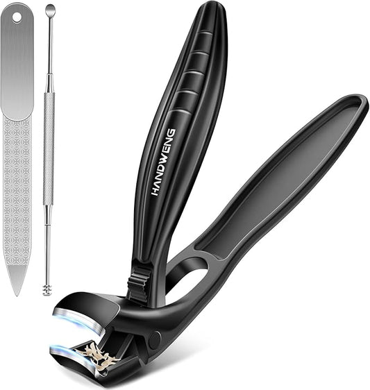 2025 Upgraded Toenail Clippers for Seniors Thick Toenails, Angled Head Large Toe Nail Clippers for Men with Catcher, Heavy Duty Sharp Fingernail Clipper with Long Handle, Wide Jaw