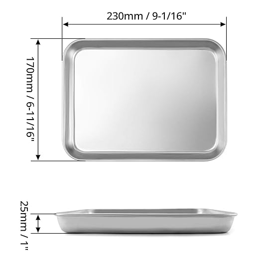 QWORK Stainless Steel Surgical Tray, for Medical Instruments, Tattoo, Surgical Supplies, 10 5/8" x 6 11/16" x 1", Flat Bottom Tray