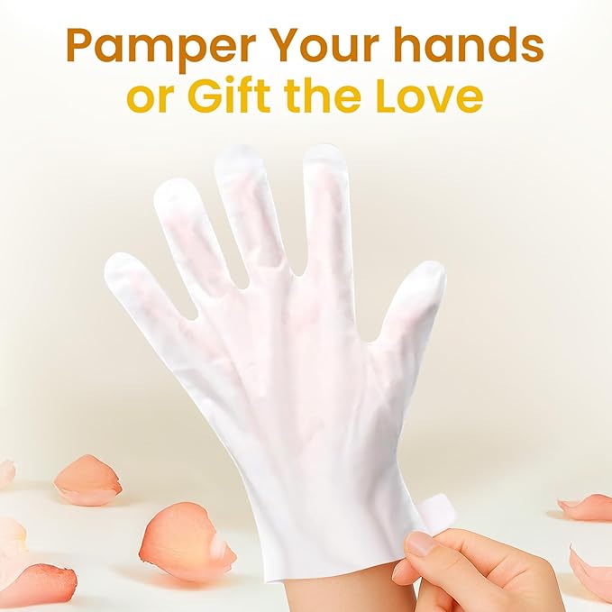 Repairing Hand Mask for Dry Cracked Hands, Hand Masks with Shea Butter, Jojoba Oil & Vitamin E, Moisturizing Gloves, Skin Care Gifts for Women & Men, Self Care Gifts for Women (2 Pairs)
