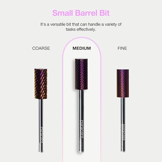 Curacoro Nail Drill Bits 3/32'' - Small Barrel Carbide Bit (Medium) for Professional Finish, Precisely Remove, Refine, Smooth Acrylic or Gel Nails, Nail Art Pedicure Manicure Salon & Home