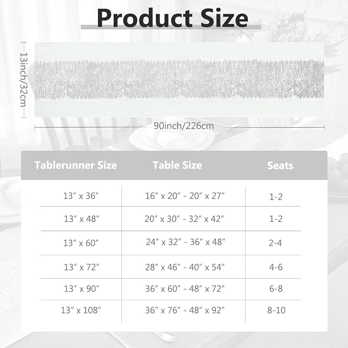 Metallic Style Silver Table Runner, Table Runners 90 Inches Long | Cotton Linen - Image 7