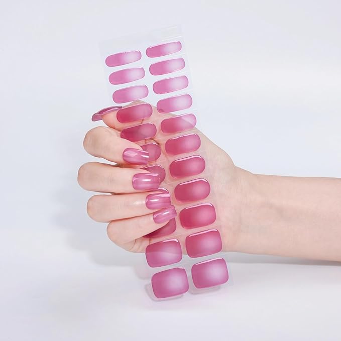 Nail Stickers, Gel Nail Strips with Manicure Tool Kit, 22 Pieces, Long Lasting, Chip Resistant, UV Free, Flamingo Fade