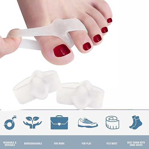 10 Pieces Bunion Corrector for Overlapping Toes, Silicone Toe Separators with 2 Loops, Big Toe Spacer Suitable for Bunion and Corrector and Spacer
