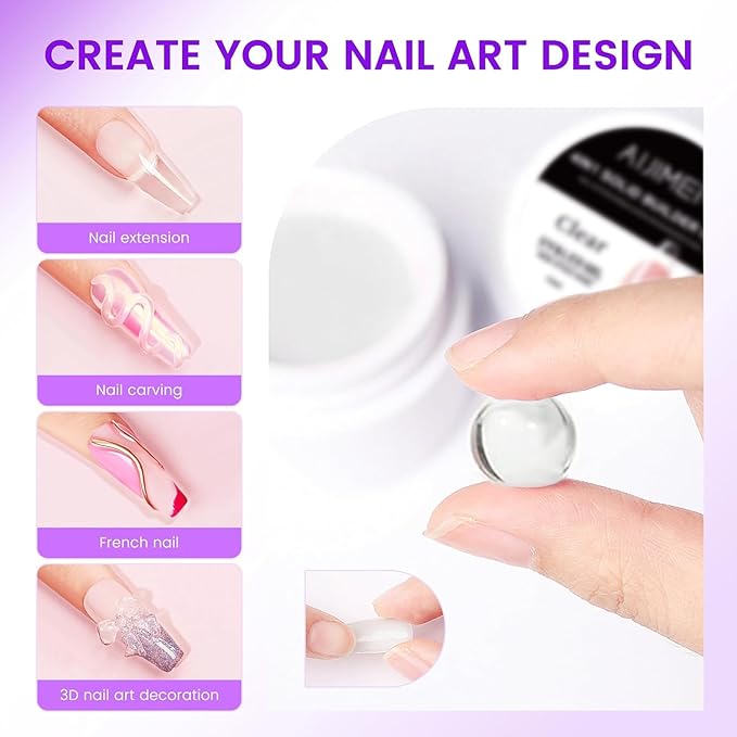 AIJIMEI Solid Builder Gel Kit With Manicure Tools for Nails 15ML 4IN1 NailExtensionGel UV & LEDGel forNails Long-Lasting NailExtension Gelfor NailsManicure DIY at Home(SOLID-GEL-A1)