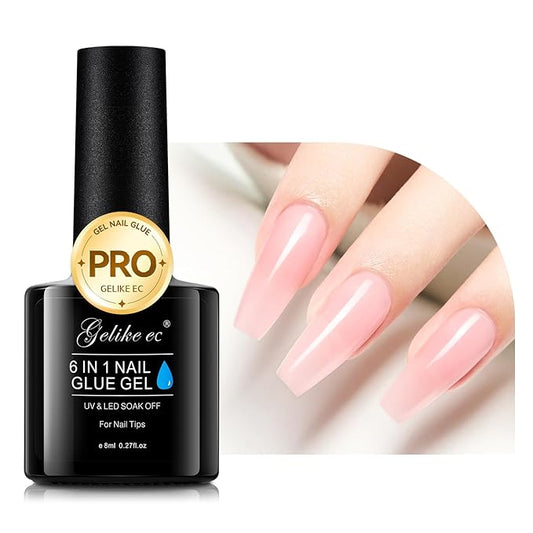 Gelike EC Pro Nail Glue & Strengthener: Nude 6-in-1 Nail Adhesive for Repair - Strengthening & Protein Repair - Perfect for Home & Salon Use 11544 - UV Needed