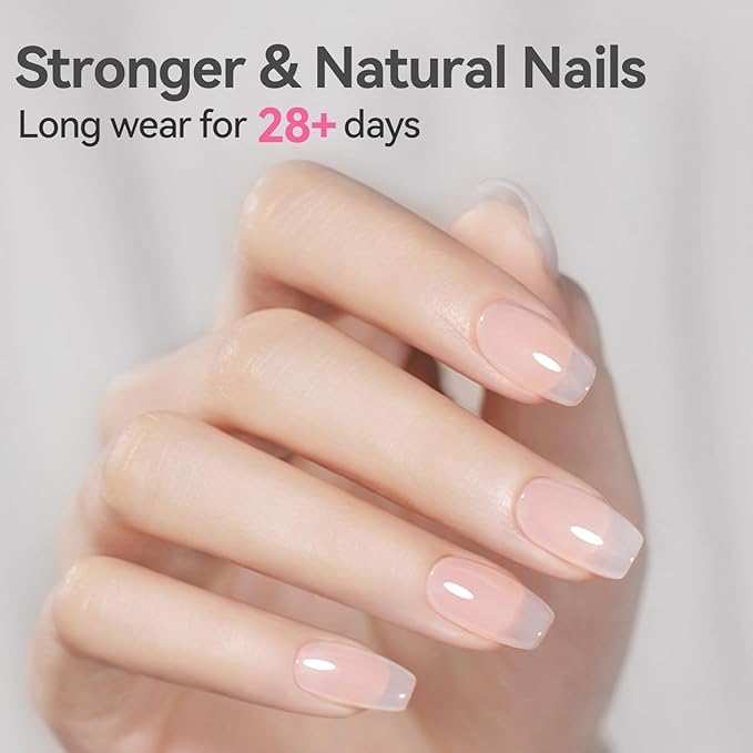 Born Pretty Builder Gel 8-in-1, 2PCS 15ML Clear Builder Nail Gel Set, Transparent Extension Rhinestone Glue for LED Lamp Cured for Nail Thickening