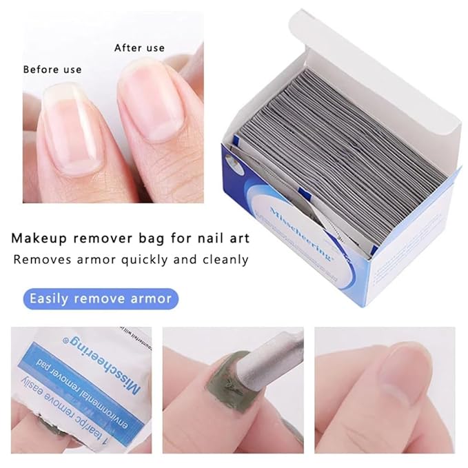 Acetone Nail Polish Remover Pads - 100PCS Quick Wipes, Individually Wrapped Wet Wipes for Removing Nail Polish (100pcs)