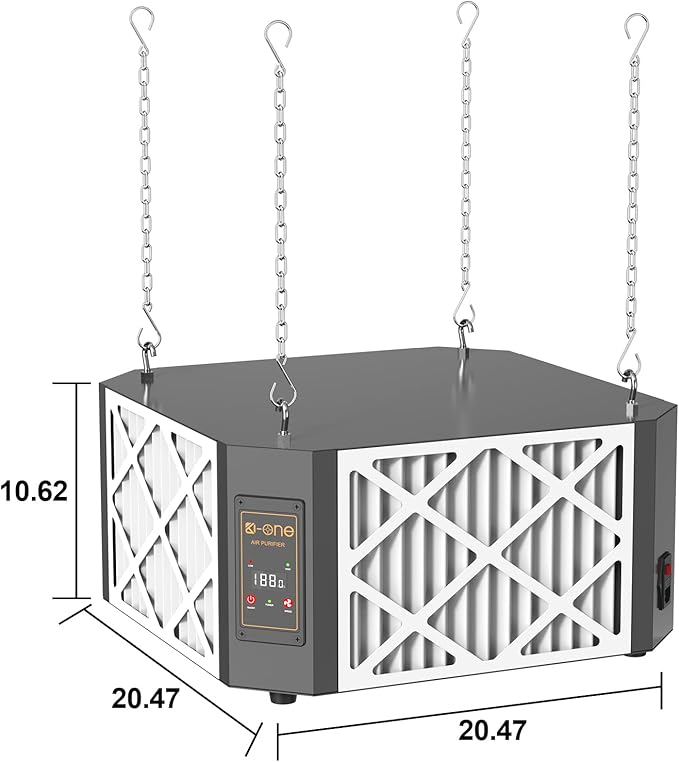 Air Filtration System, 360 Degree 2-Speed(1050/1400 CFM) Hanging Ceiling Dust Collectors for Woodworking, Remote Controlled Dust Collection Systems, 2 Stage Filtration, for Shop Garage