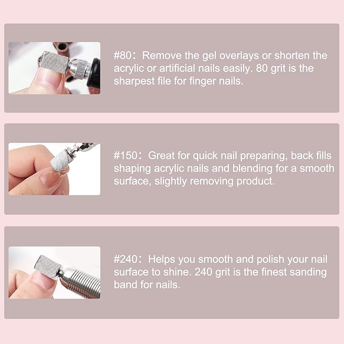 50Pcs Sanding Ring Bands and 1PCS Nail Drill Bit,Professional Sanding Bands Nail Manicure (#150 Grit)