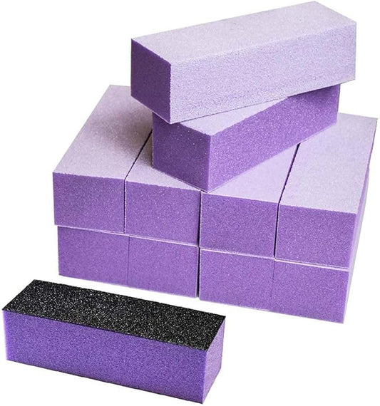 Karlash 10 PCS Nail Buffer Sanding Block Polisher Buffing File 100/180 (Purple White)