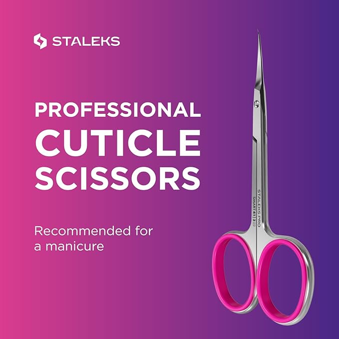 Staleks Professional Cuticle Scissors – Manicure Scissors, Stainless Steel, Extra Fine Curved Blades – Smart 41 Type 3 SS-41/3