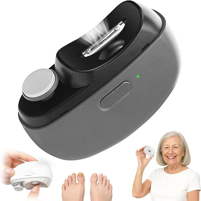 Electric Nail Clipper for Senior - 2026 Smart Nail Clipper for Seniors, Electric Toe Nail Clippe with Polishing, Nail Trimmers Gift for Adult for Arthritis, Low Vision (Black)