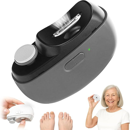 Electric Nail Clipper for Senior - 2026 Smart Nail Clipper for Seniors, Electric Toe Nail Clippe with Polishing, Nail Trimmers Gift for Adult for Arthritis, Low Vision (Black)