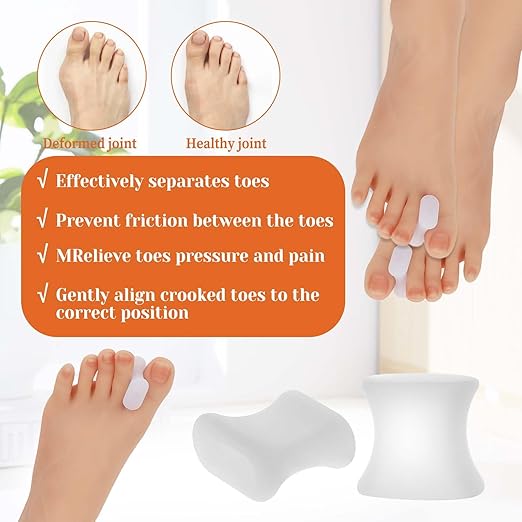 12Pcs Bunion Corrector Gel Toe Separators Soft Toe Spacers Overlapping Toes Pads Gel Orthotics for Men Women Sports Activities Calluses Crooked Toes Hammertoe Straighten Pain Relief