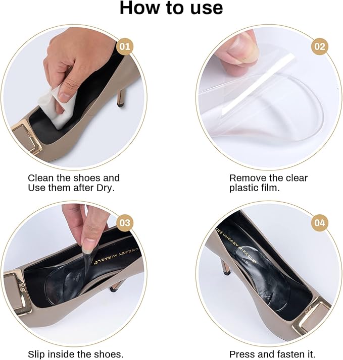 Correct-Position Gel Arch Support Insoles: Plantar Fasciitis & Flat Feet Relief, Adhesive Foot Pads for Pressure-Free Comfort- 6 Pairs