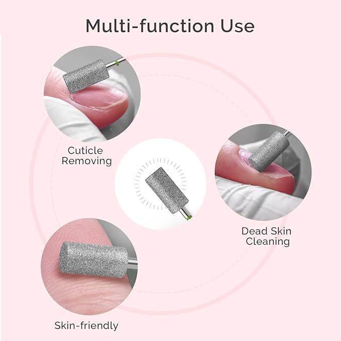 MelodySusie 6.5mm Barrel Shape Cuticle Clean Nail Drill Bit 3/32'', Professional Safety Carbide Diamond Under Nail Cleaner for Cuticle Dead Skin Nail Prepare, Beginners Bits, Series Bit-S, Coarse