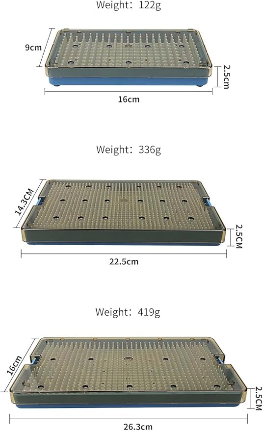 Dental Plastic Sterilization Tray Box Instrument Autoclavebale Detachable Stand Box Holder with Silicone Mat (Medium)