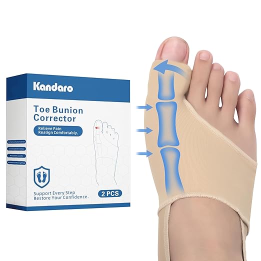 2-Pack Bunion Corrector for Women & Men | Big Toe Straightener Splint with Silicone Spacers | Relieves Hallux Valgus, Bunion Pain & Bursitis | Day & Night Use