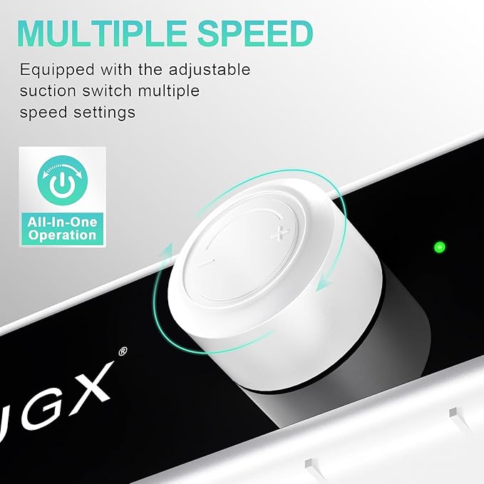 L'UGX Professional Nail Dust Collector, 6200RPM Nail Vacuum Dust Collector Nail Tech Fan Extractor Powerful Suction Machine for Acrylic Nail Polishing, Perfect for Home Salon Use