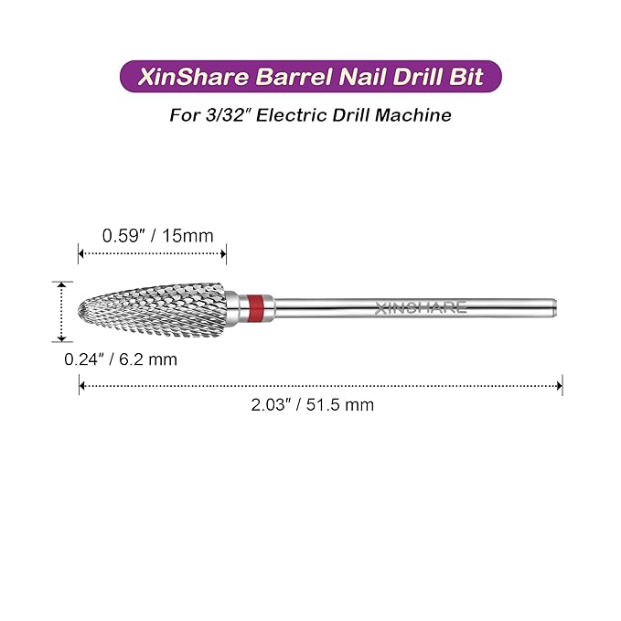 Nail Drill Bits 3/32" Carbide Professional Safety Tungsten Nail File Cone Drill Bit for Acrylic Nail Gel Cuticle cleaner Manicure Pedicure Nail Polishing, Beginner Salon,Fine