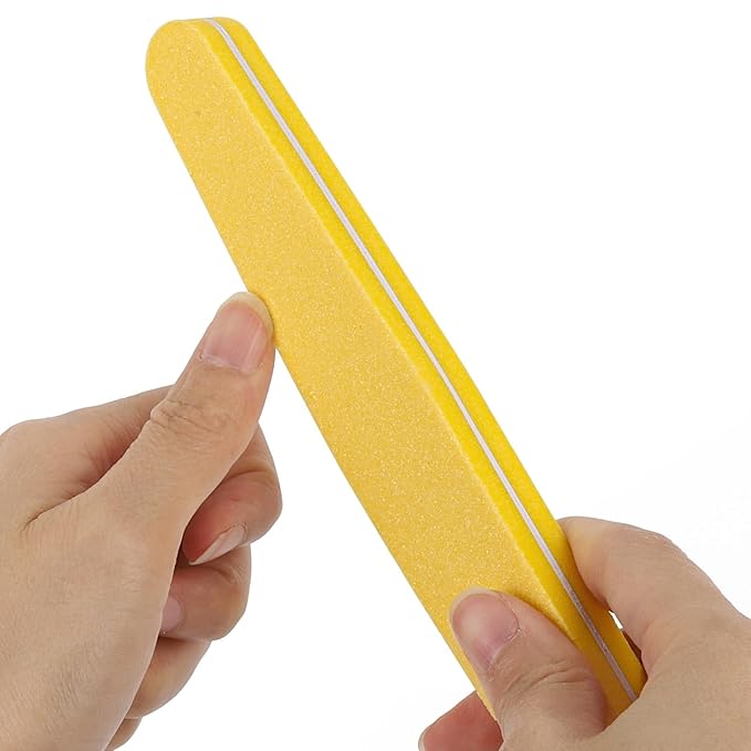 10 Pack 100/180 Grit Double-Sided Nail Buffer Blocks – Reusable Washable Buffing Files for Acrylic, Gel & Natural Nails, Salon & Home Manicure Tools (Yellow)