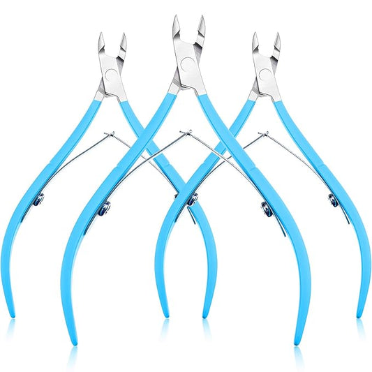 Mudder 3 Packs Cuticle Nippers Cuticle Cutter Stainless Steel Professional Nail Cuticle Trimmer Pointed Blade Cuticle Remover Scissors Pedicure Manicure Tool for Fingernails and Toenails (Blue)