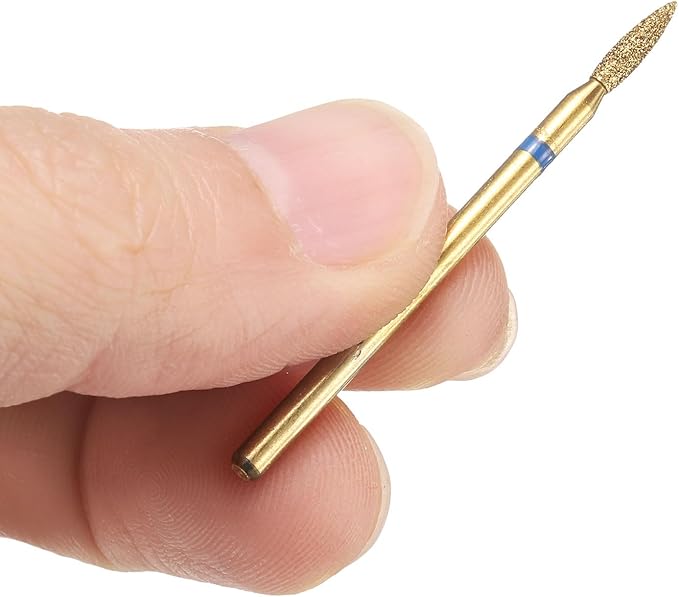 HARFINGTON 8pcs 120-140 Grits Diamond Grinding Bit 2.1mm Oval Head 2.35mm Shank 8mm Length Titanium Plated Stone Sanding Drill Bits Rotary Tool for Nails Grinding Polishing