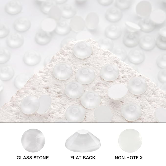 Novani 576 Pieces Flatback Rhinestones Glass Round Gems Neon-White Crystals for Nail Art DIY Crafts Clothes Shoes,SS30,6.4-6.6mm