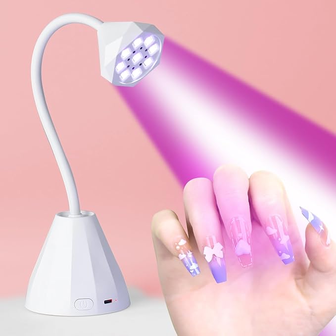 Nail Lamp for Gel Nails, Gooseneck Rechargeable Smart UV Light for Acrylic Nail Extension 30W