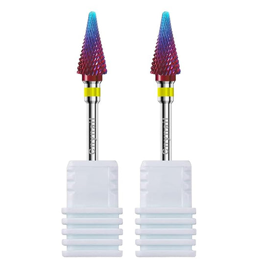 3/32" 2PCS Clean Umberllas Bits Extra Fine Grit Carbide Cuticle Cleaner Bit for Electric Nail Drills – Professional Manicure Tool for Nail Salons and Home Use (XF Grit. Purple)