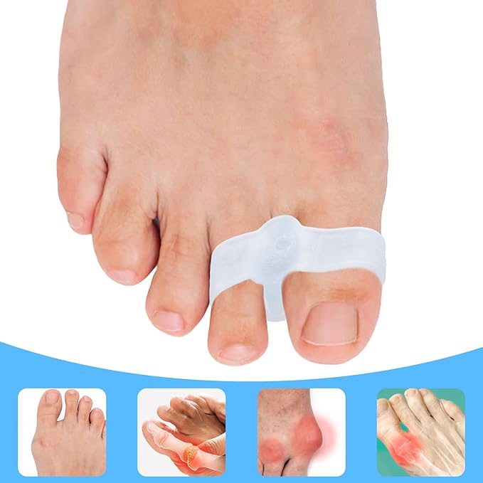 12pcs Silicone Toe Separators, Soft Foot Spacers Corrector with 2 Loops Gel Feet Straightener Correct Pad for Men & Women Straighten Overlapping Toe