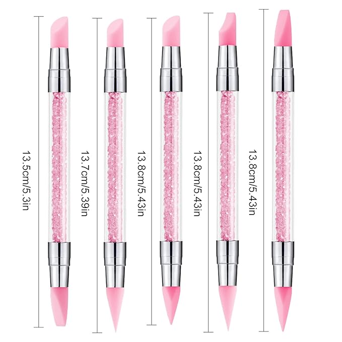 5pcs Nail Sculpture Pen Dual Tipped Nail Art Sculpture Pen, Nail Art Tools for Home Salon for Design Nail Carving Drawing Shaping Effect DIY Gel Manicure Tools (PINK)