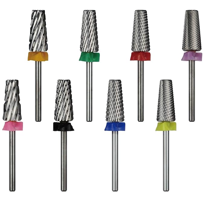 C & I 5 in 1 Multi-Function Tapered Shape Nail Drill, Cross Teeth Edition, Professional Drill Bit for Nail Manicure Machine (Coarse - C)